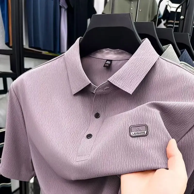 Men's Blue Cotton Polo Shirt Summer Casual Work Style — feature 1