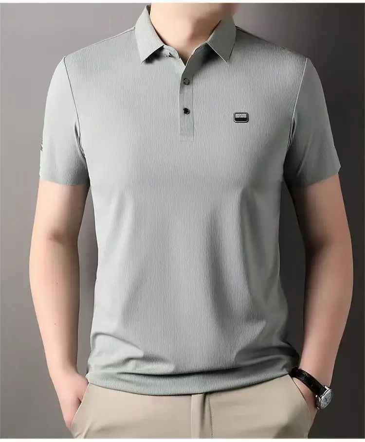 Men's Blue Cotton Polo Shirt Summer Casual Work Style — feature 5