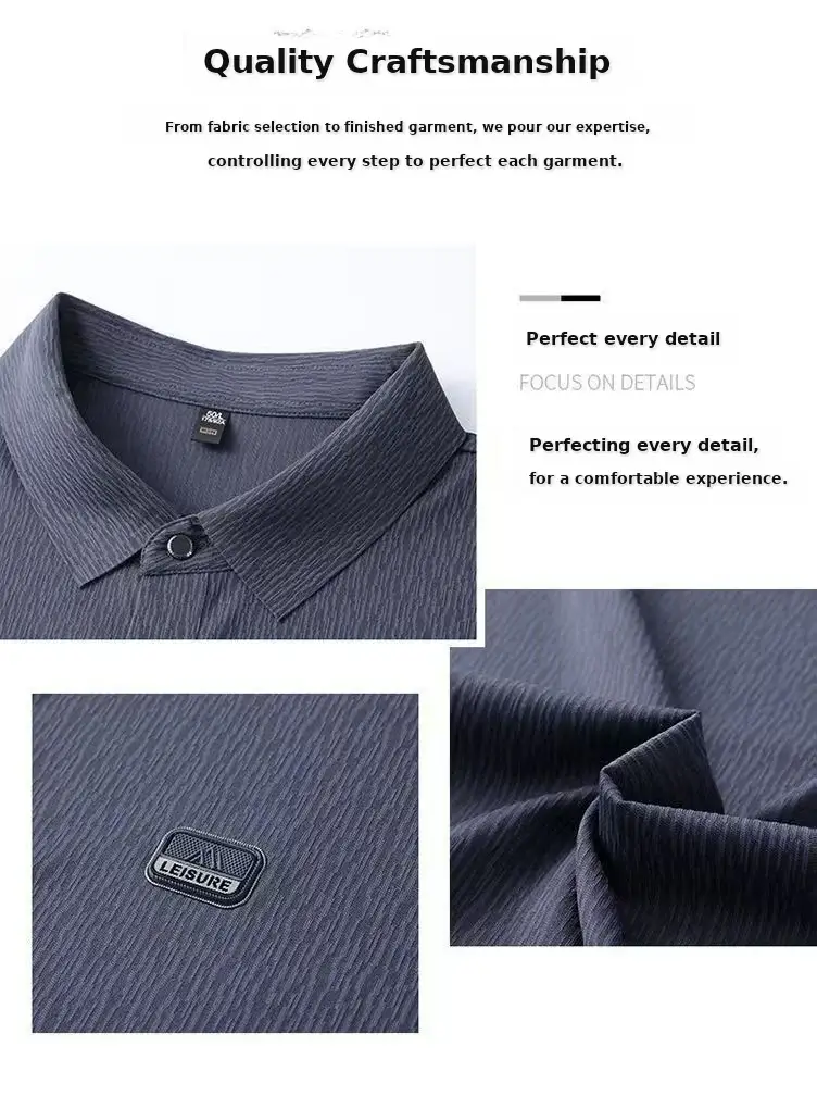Men's Blue Cotton Polo Shirt Summer Casual Work Style — feature 6