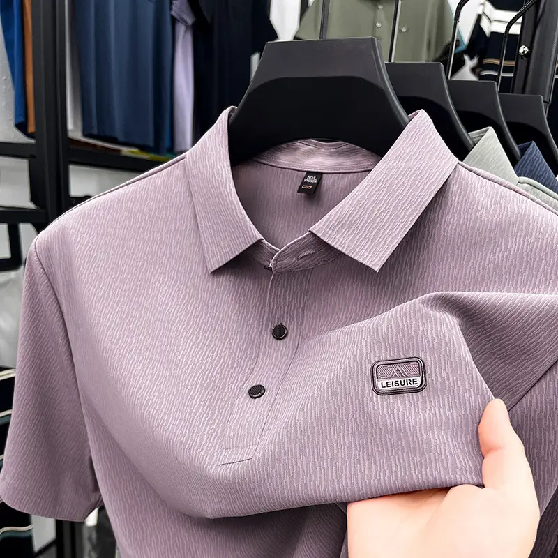 Men's Blue Cotton Polo Shirt Summer Casual Work Style - Image 2
