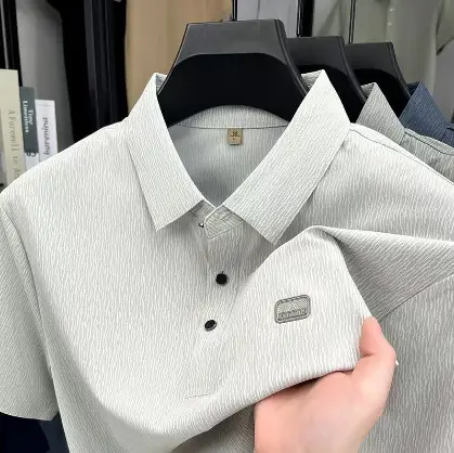 Men's Blue Cotton Polo Shirt Summer Casual Work Style - Image 4