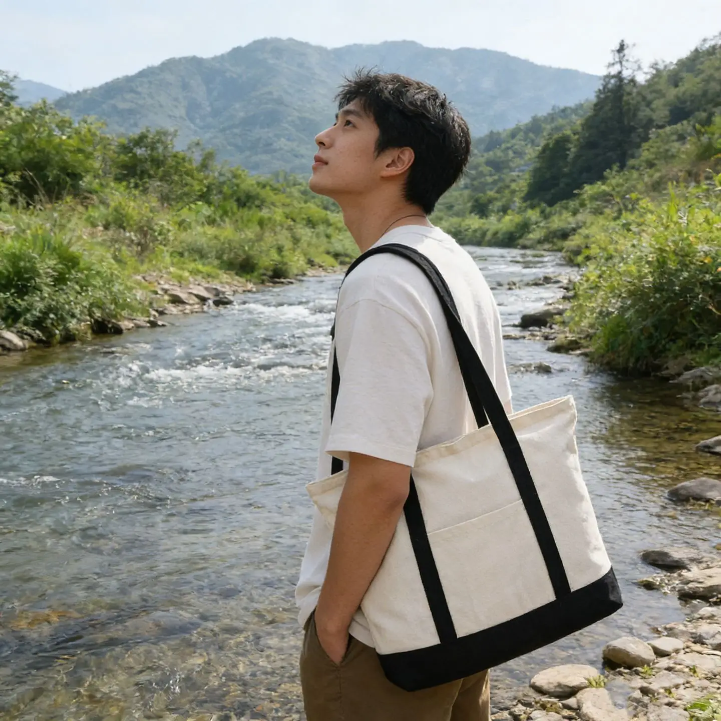 Cotton Canvas Shopping Bag Large Capacity 36cm - Image 12
