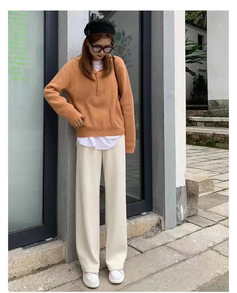Women's Wide Leg Pants Thin Draping High Waist Casual Set — feature 11