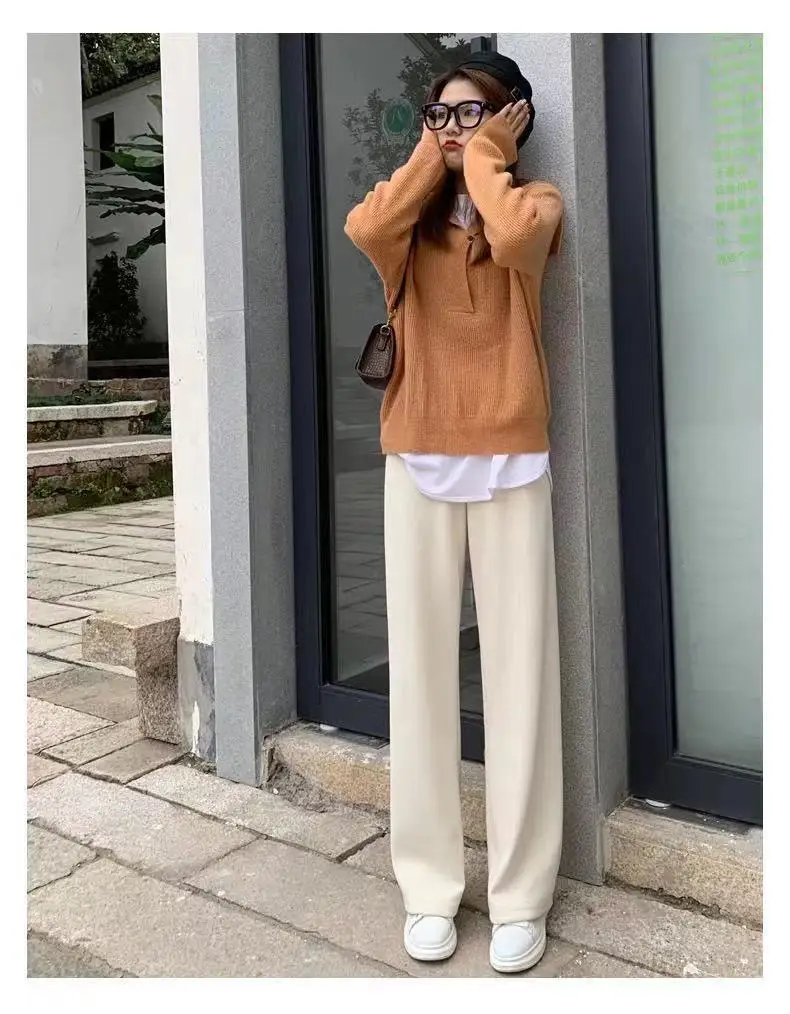 Women's Wide Leg Pants Thin Draping High Waist Casual Set — feature 12
