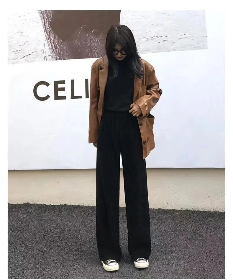 Women's Wide Leg Pants Thin Draping High Waist Casual Set — feature 18