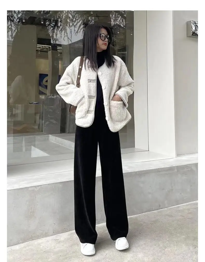 Women's Wide Leg Pants Thin Draping High Waist Casual Set — feature 19