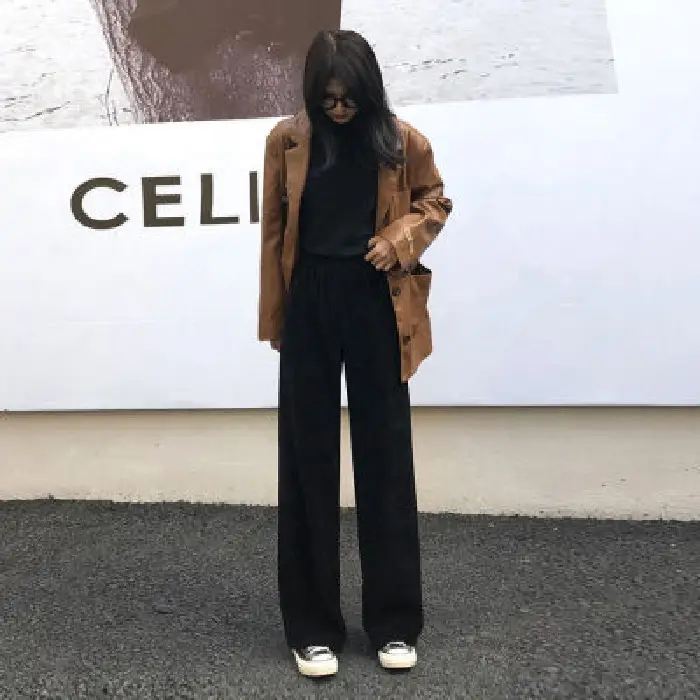 Women's Wide Leg Pants Thin Draping High Waist Casual Set - Image 2