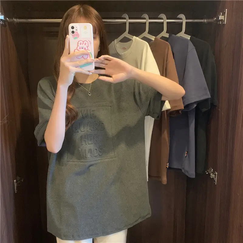 2024 Summer Plus Size Loose Letter Print T-Shirt