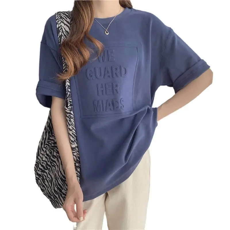 2024 Summer Plus Size Loose Letter Print T-Shirt