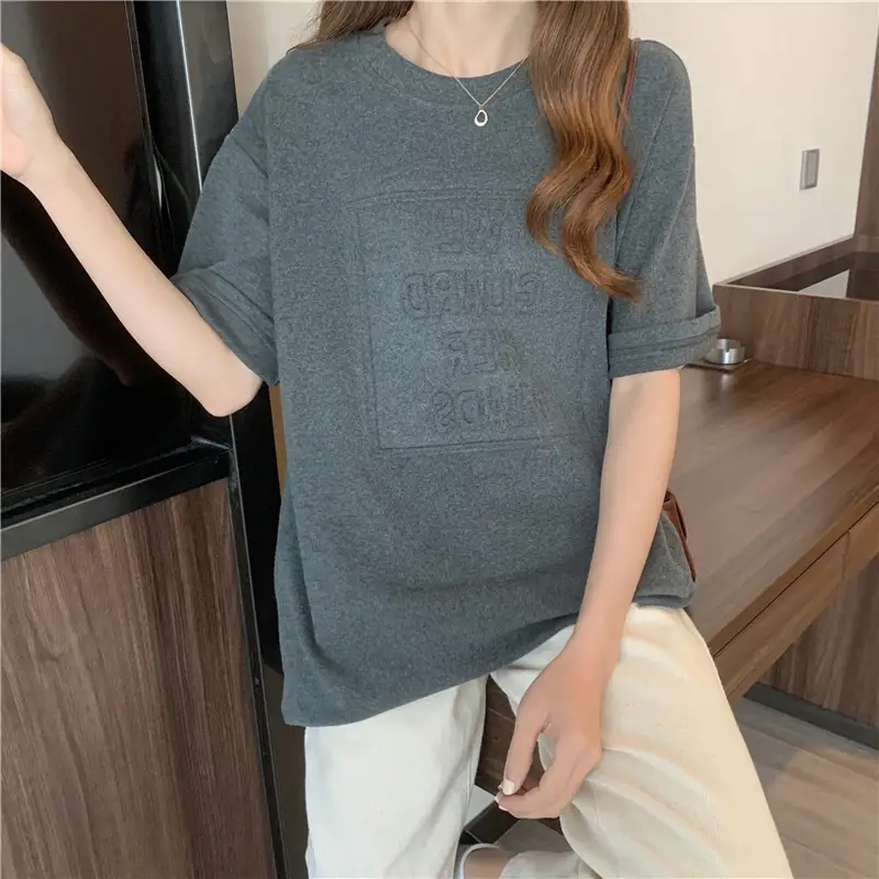 2024 Summer Plus Size Loose Letter Print T-Shirt — feature 13