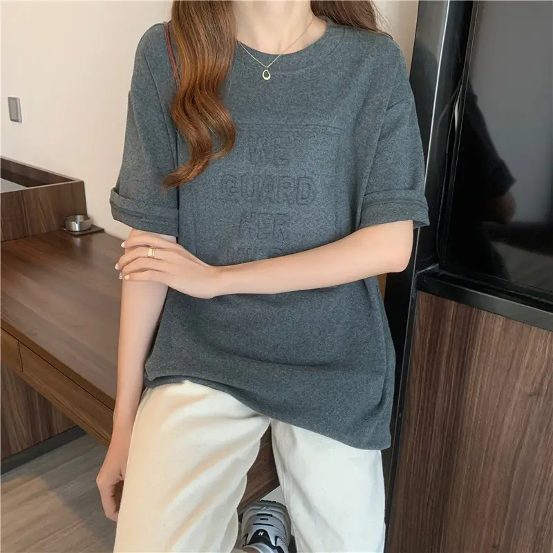 2024 Summer Plus Size Loose Letter Print T-Shirt — feature 14