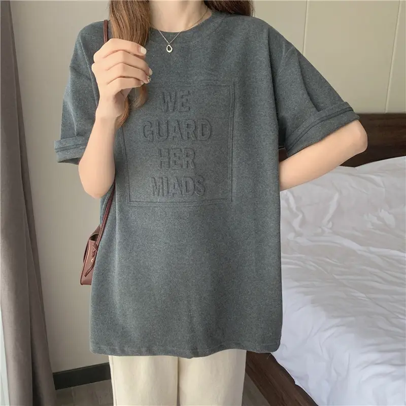 2024 Summer Plus Size Loose Letter Print T-Shirt — feature 17