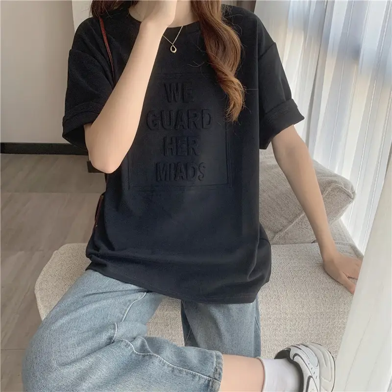 2024 Summer Plus Size Loose Letter Print T-Shirt — feature 25