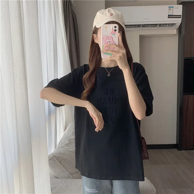 2024 Summer Plus Size Loose Letter Print T-Shirt — feature 28