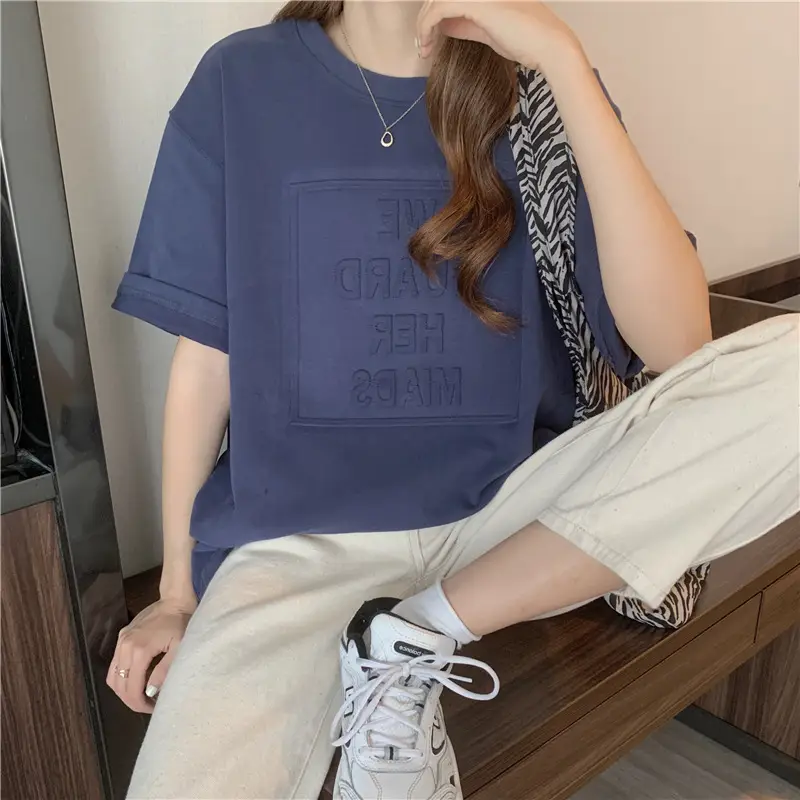 2024 Summer Plus Size Loose Letter Print T-Shirt — feature 30