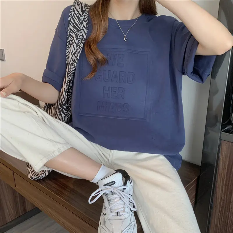2024 Summer Plus Size Loose Letter Print T-Shirt — feature 31