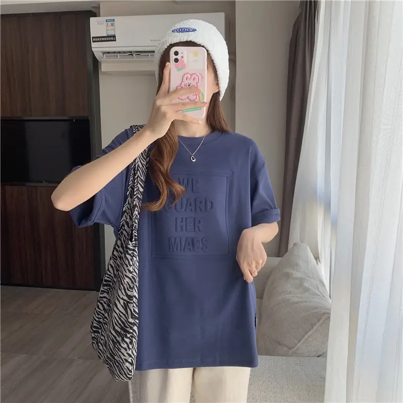 2024 Summer Plus Size Loose Letter Print T-Shirt — feature 35