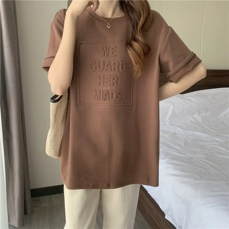 2024 Summer Plus Size Loose Letter Print T-Shirt — feature 41