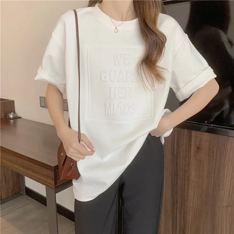 2024 Summer Plus Size Loose Letter Print T-Shirt — feature 48
