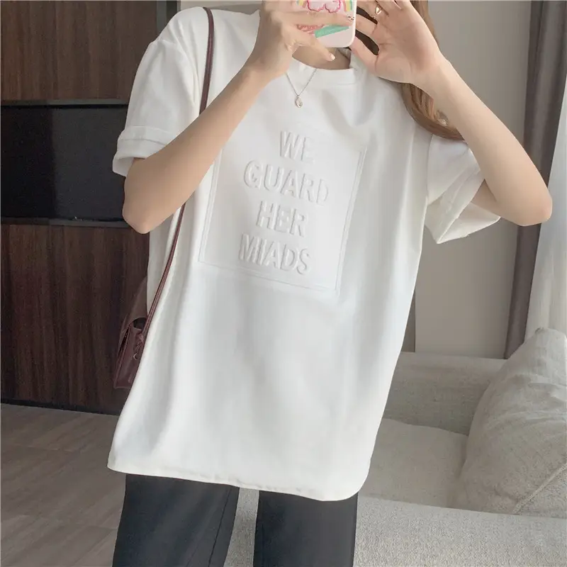 2024 Summer Plus Size Loose Letter Print T-Shirt — feature 49