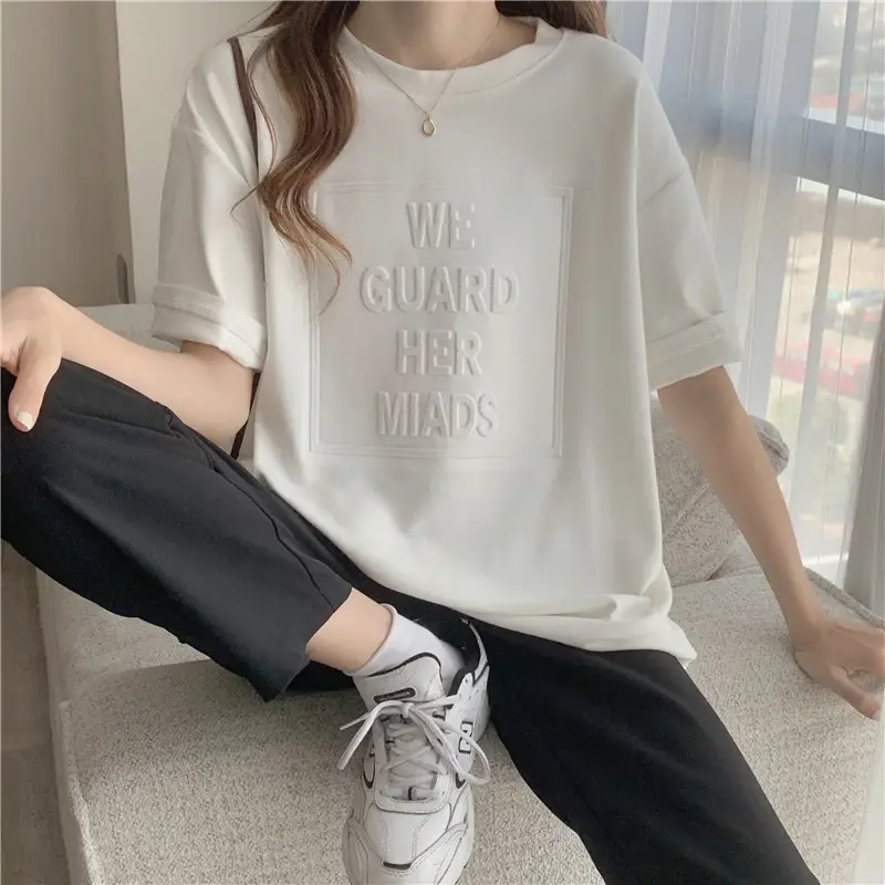 2024 Summer Plus Size Loose Letter Print T-Shirt — feature 52