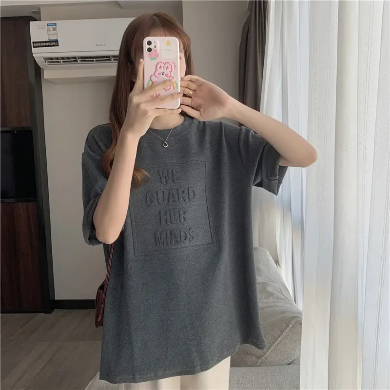 2024 Summer Plus Size Loose Letter Print T-Shirt