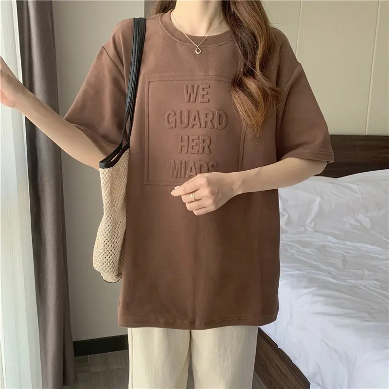 2024 Summer Plus Size Loose Letter Print T-Shirt