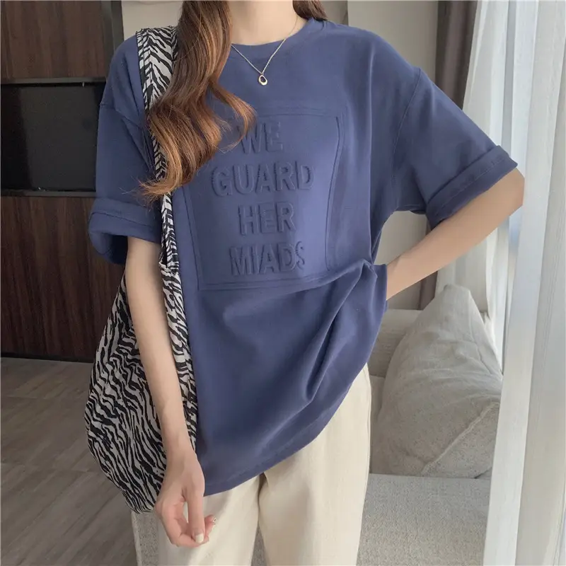 2024 Summer Plus Size Loose Letter Print T-Shirt
