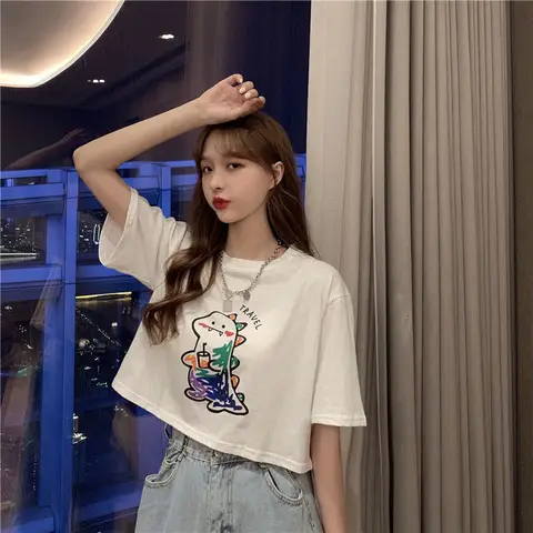 Women Loose Short Sleeve Cartoon Print T-Shirt 2025 - Image 4