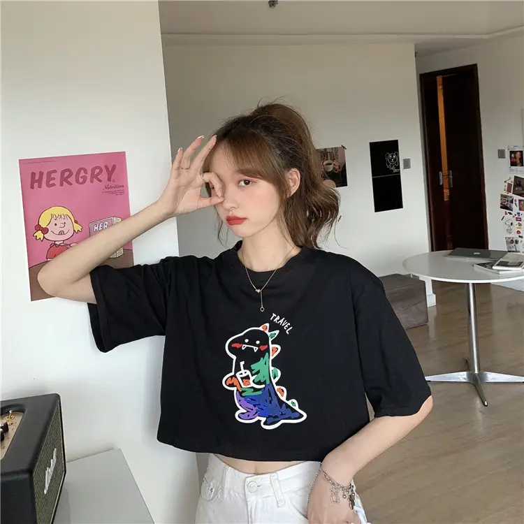 Women Loose Short Sleeve Cartoon Print T-Shirt 2025 β feature 12