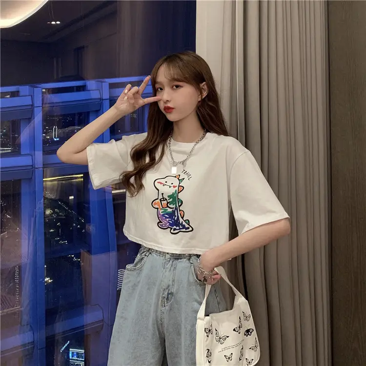 Women Loose Short Sleeve Cartoon Print T-Shirt 2025 β feature 15