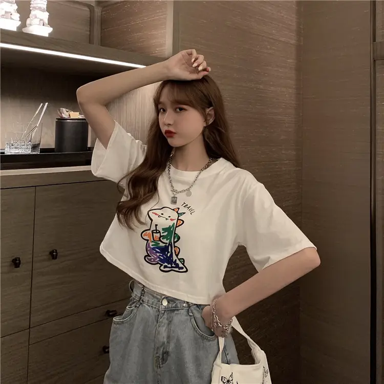 Women Loose Short Sleeve Cartoon Print T-Shirt 2025 β feature 16