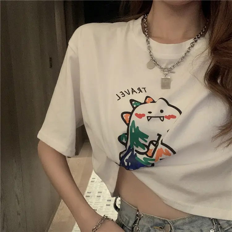 Women Loose Short Sleeve Cartoon Print T-Shirt 2025 β feature 20
