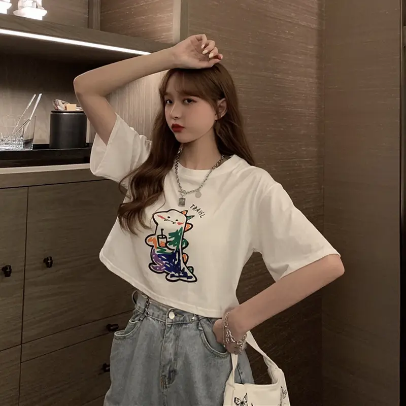 Women Loose Short Sleeve Cartoon Print T-Shirt 2025 β feature 23