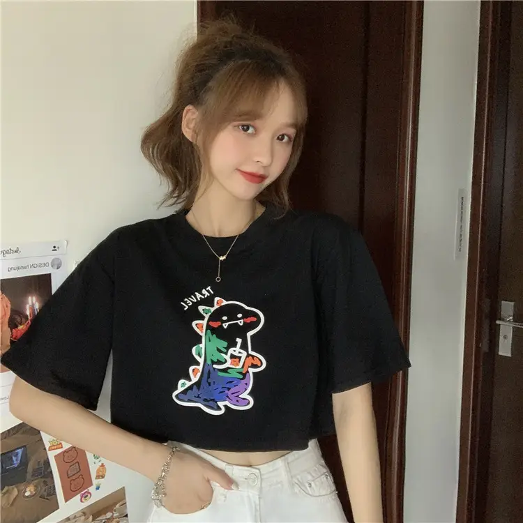 Women Loose Short Sleeve Cartoon Print T-Shirt 2025 β feature 25