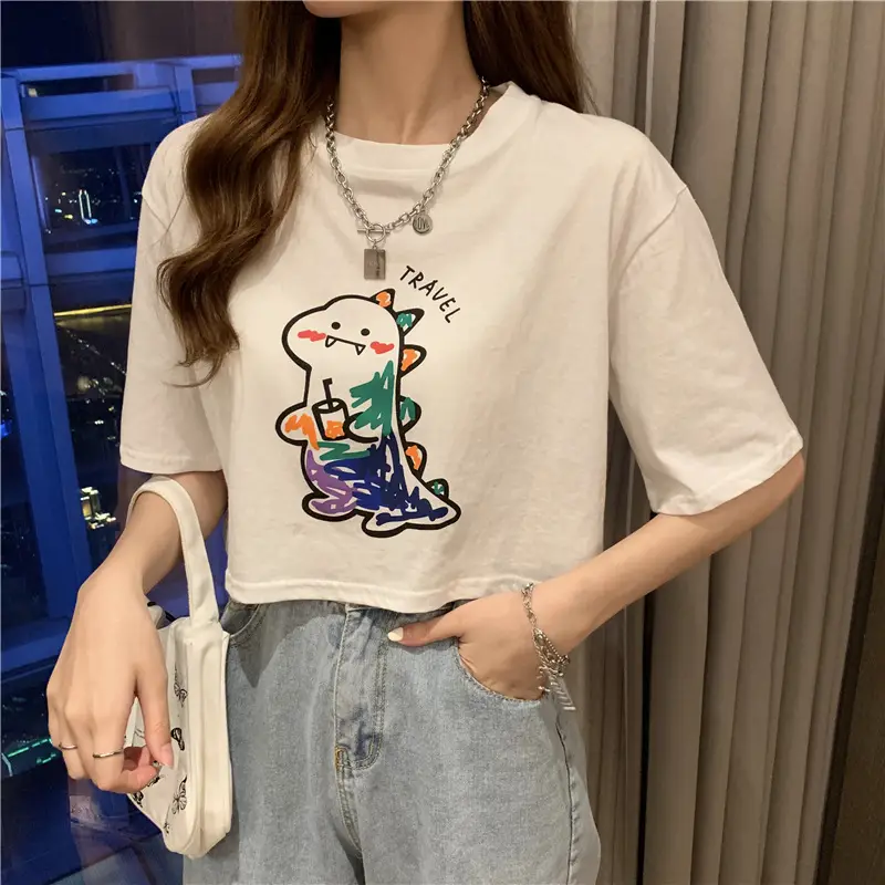 Women Loose Short Sleeve Cartoon Print T-Shirt 2025 β feature 26