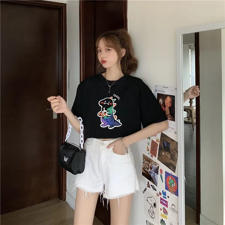 Women Loose Short Sleeve Cartoon Print T-Shirt 2025 β feature 7