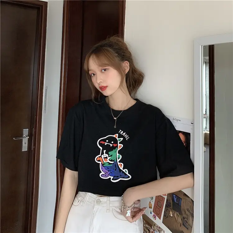 Women Loose Short Sleeve Cartoon Print T-Shirt 2025 β feature 8