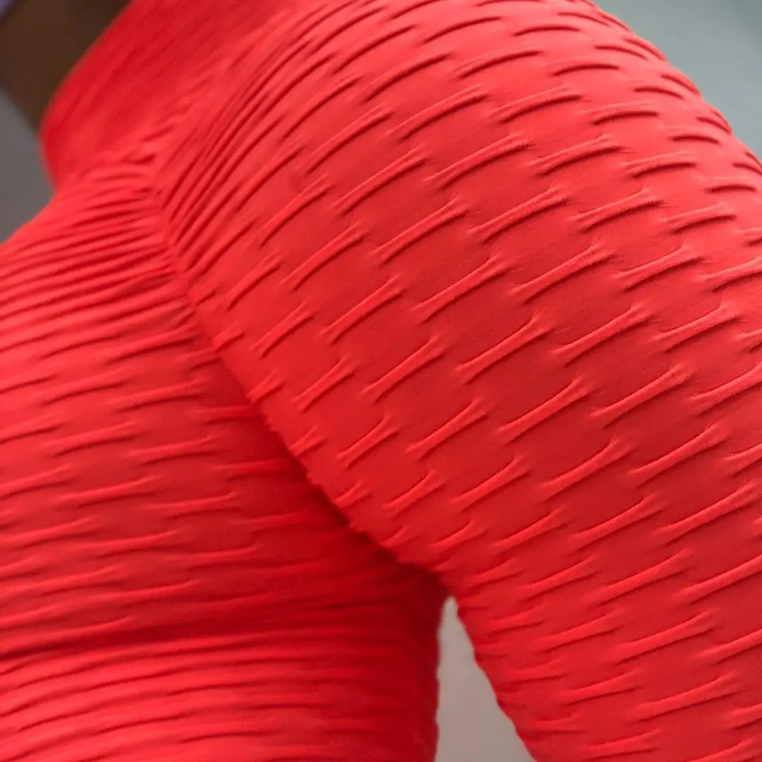 Pink Jacquard Stretch Plus Size Bubble Yoga Pants - Image 15