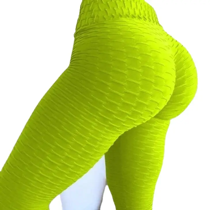 Pink Jacquard Stretch Plus Size Bubble Yoga Pants - Image 16