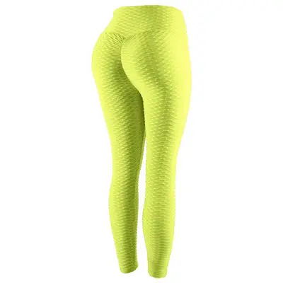 Pink Jacquard Stretch Plus Size Bubble Yoga Pants - Image 6