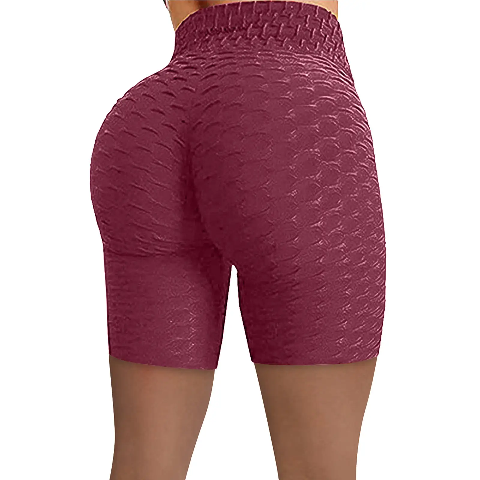 Pink Jacquard Stretch Plus Size Bubble Yoga Pants - Image 11