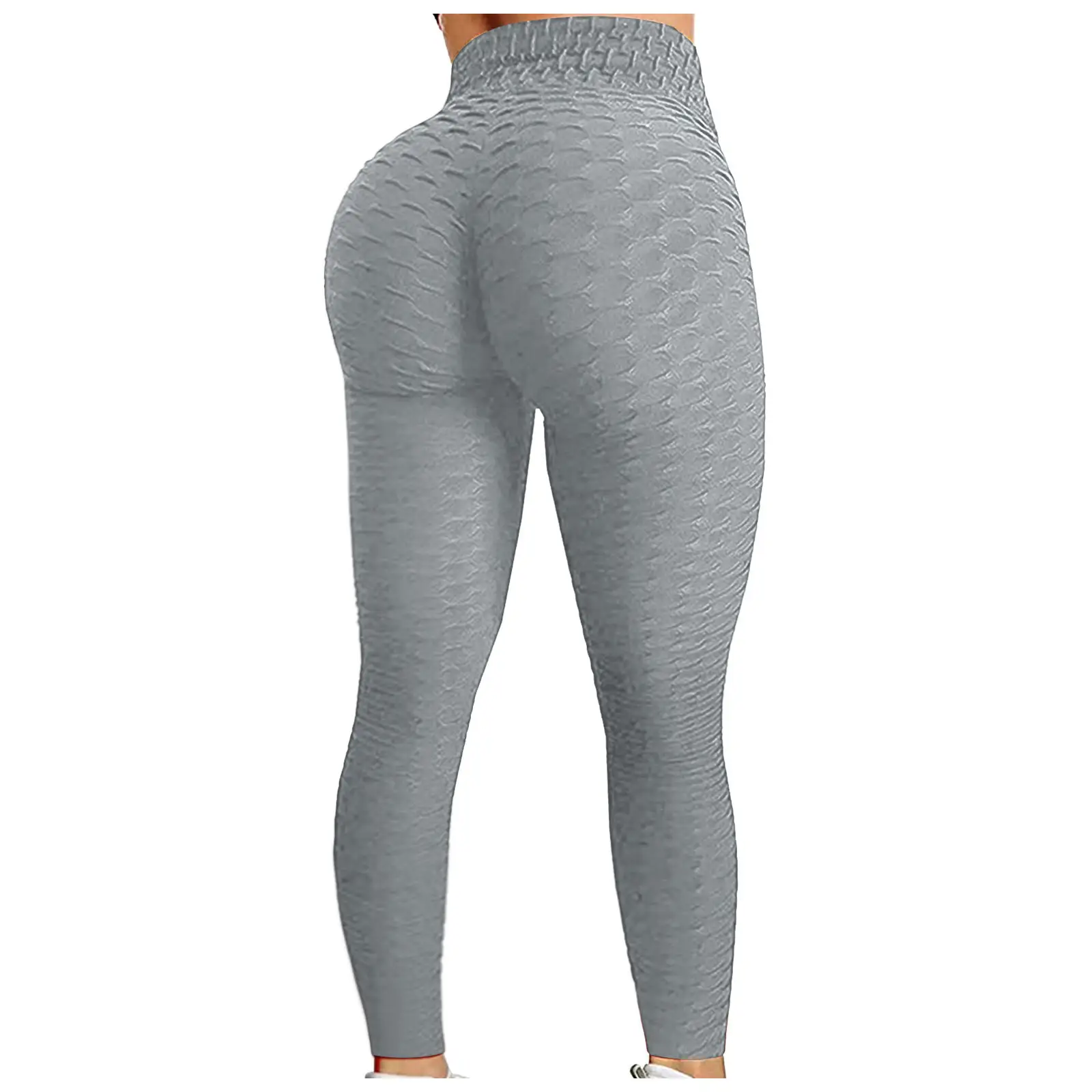 Pink Jacquard Stretch Plus Size Bubble Yoga Pants - Image 2