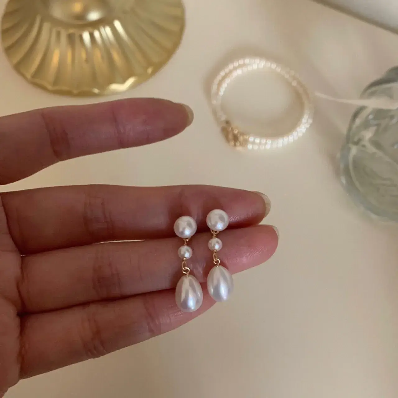 Vintage Pearl Earrings for Women Detachable Two French Design - Image 2