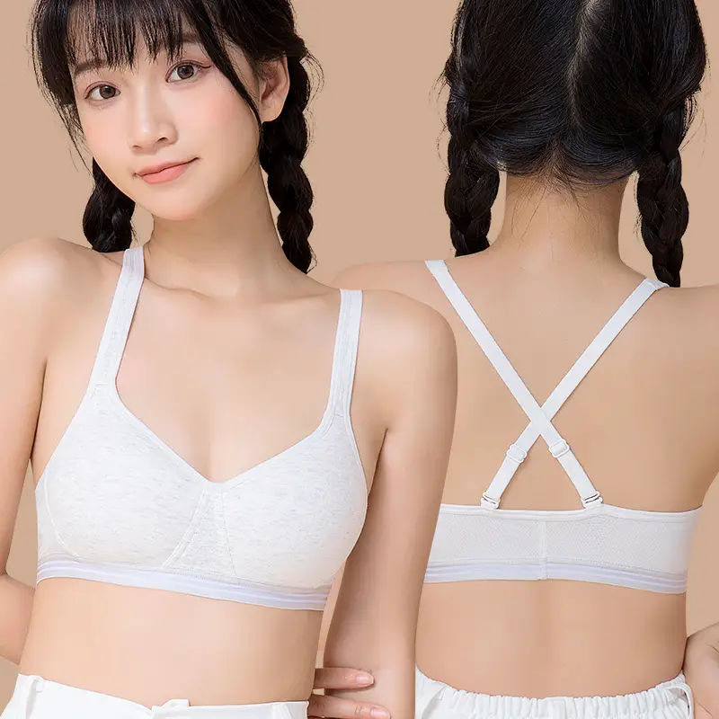 Anfeiya girl underwear junior high school student Lanjing modal small chest push up bra French thin cup back buckle bra — feature 7