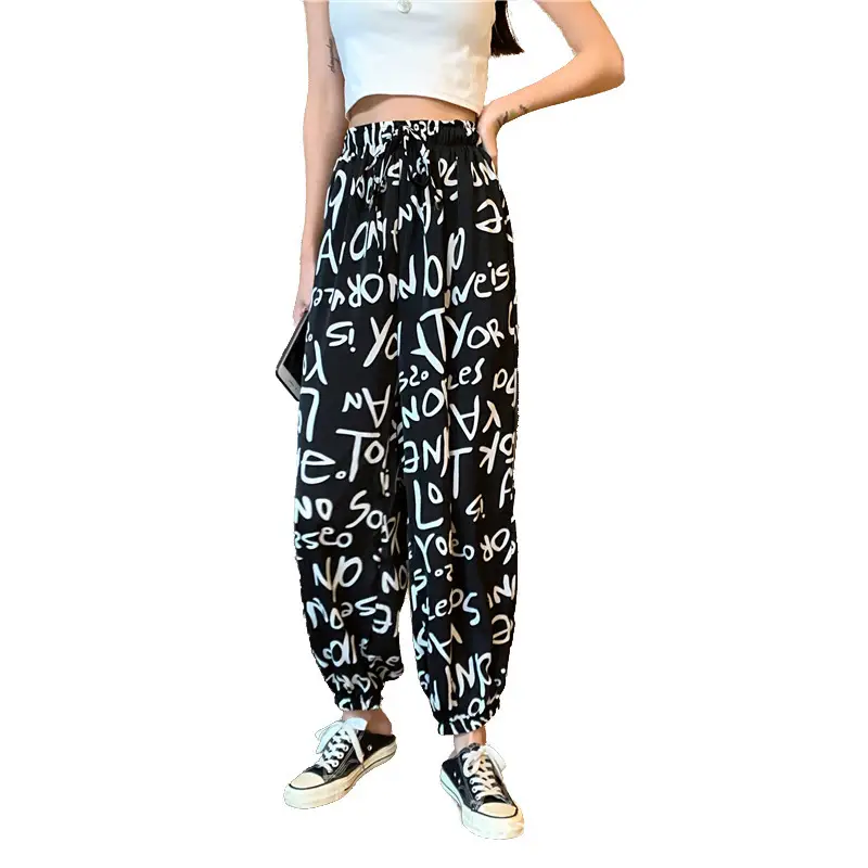 Women Chiffon Printed Jogger Pants Cool Loose Fit - Image 7