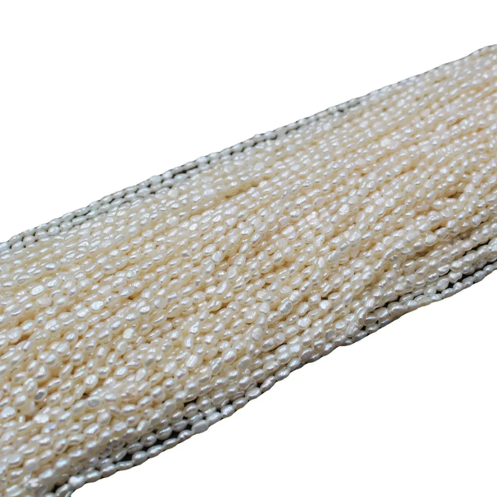 Small Baroque Pearl Necklace 3-4mm Straight Hole - Image 6