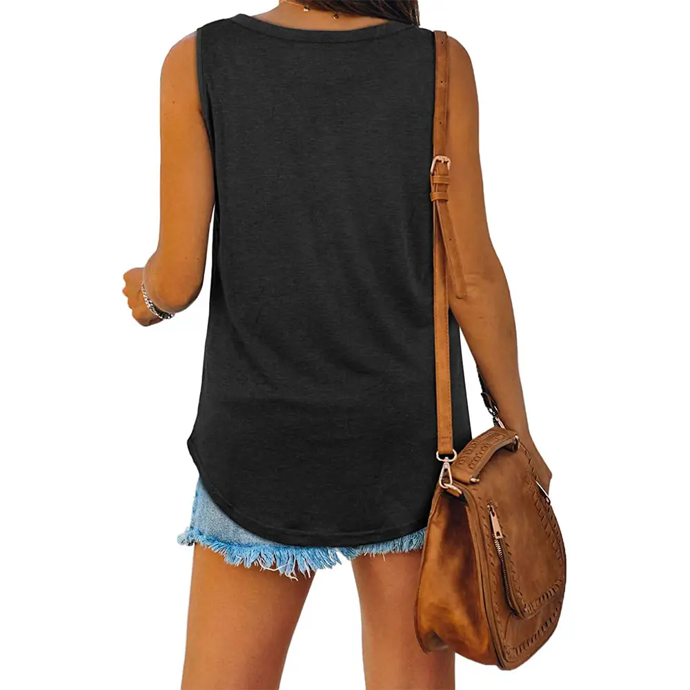 V-Neck Sleeveless Vest T-Shirt Mint Green Women — feature 17