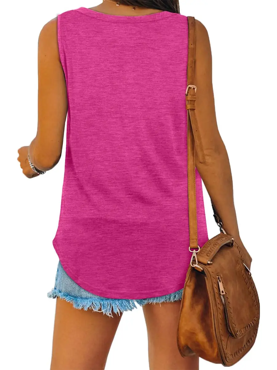 V-Neck Sleeveless Vest T-Shirt Mint Green Women — feature 41