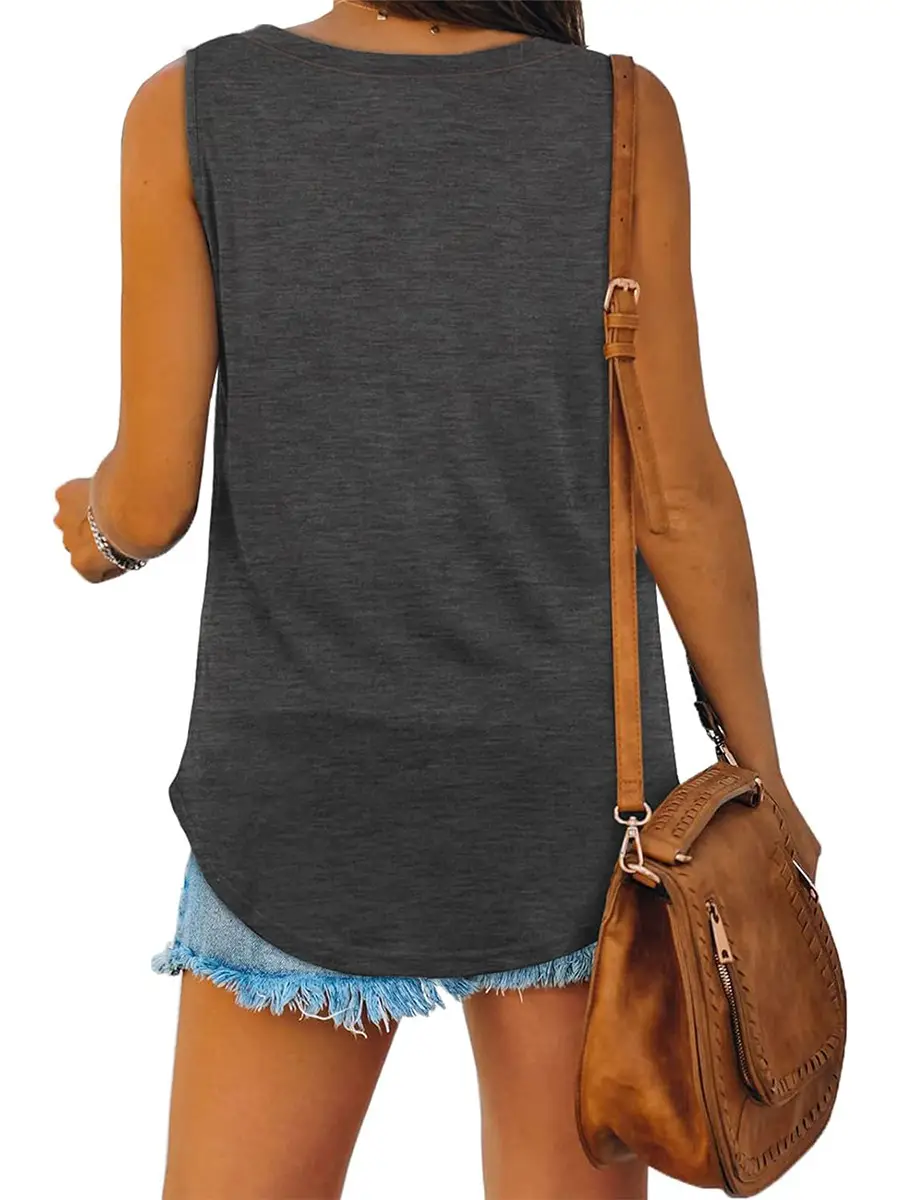 V-Neck Sleeveless Vest T-Shirt Mint Green Women — feature 49